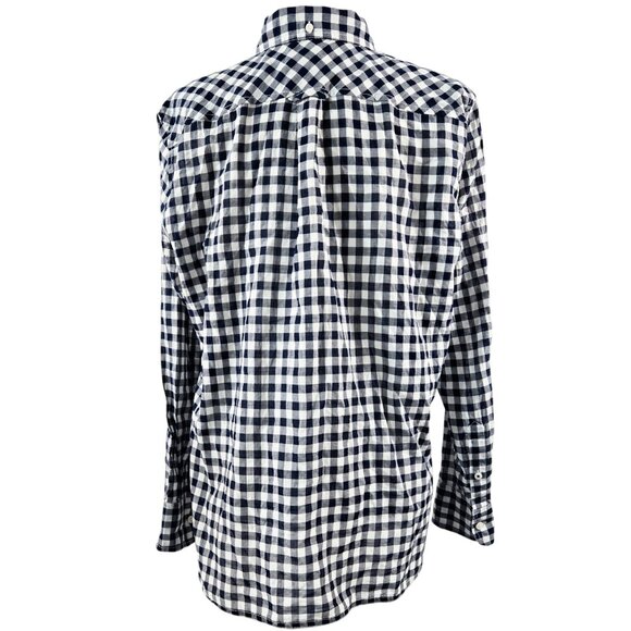 J. Crew Navy Blue Classic Fit Button-Down Shirt in Crinkle Graham Picnic AW251 - Picture 2 of 9